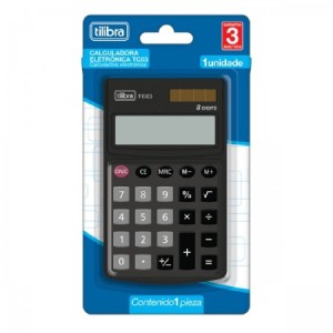 CALCULADORA DE BOLSO ELETRÔNICO TC03 PRETA TILIBRA