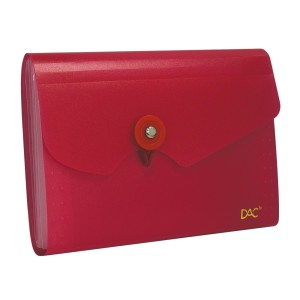 PASTA SANFONADA MINI A6 C/ 5 DIVISÕES VERMELHA DAC