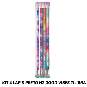 KIT 4 LÁPIS PRETO N2 GOOD VIBES TILIBRA