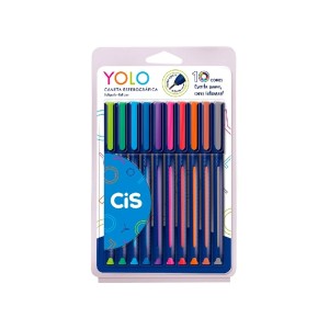 CANETA ESF YOLO 0,74MM C/10CORES CIS