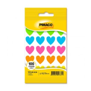 ETIQUETA TP-18 100UNID CORAÇÃO NEON  PIMACO