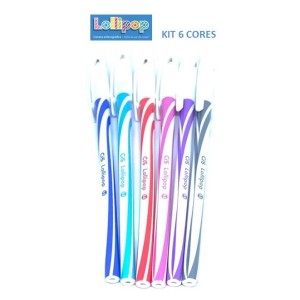 KIT CANETA ESFEROGRAFICA LOLLIPOP 0,5MM 6 CORES CIS
