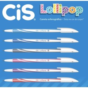 KIT CANETA ESFEROGRAFICA LOLLIPOP 0,5MM 6 CORES CIS