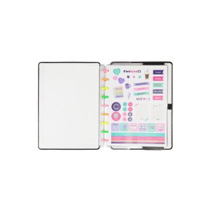 CADERNO LET'S GLITTER NEON BLACK MEDIO CADERNO INTELIGENTE