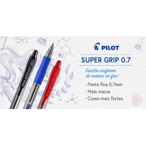 CANETA SUPER GRIP RETRÁTIL 0.7 AZUL PILOT