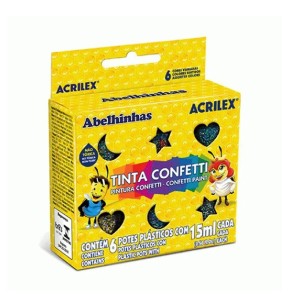 TINTA CONFETTI 6 CORES 15ML ACRILEX