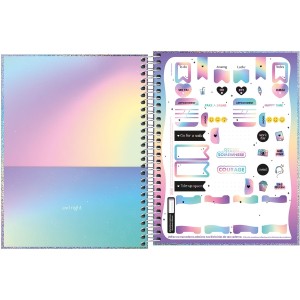 CADERNO ESPIRAL CD COLEGIAL GLOW 1 MATÉRIA 80 FOLHAS TILIBRA