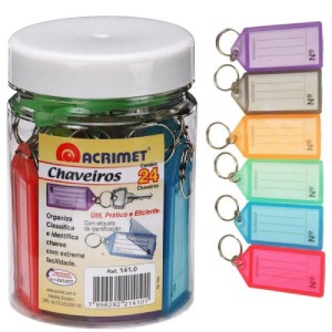 CHAVEIROS COM ETIQUETA COM 24 UNIDADES ACRIMET