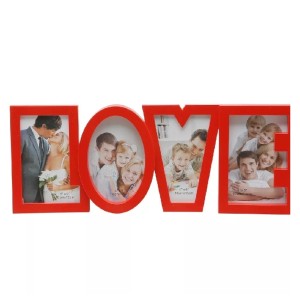 PORTA RETRATO 4 FOTOS LOVE VERMELHO
