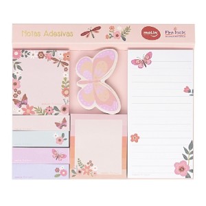 BLOCO DE NOTAS ADESIVAS E ANOTAÇÕES BORBOLETA MOLIN