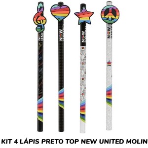 KIT 4 LÁPIS PRETO TOP NEW UNITED MOLIN