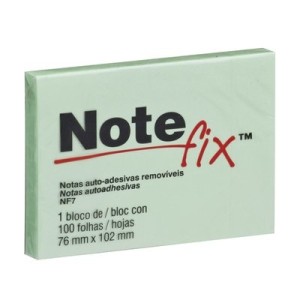 BLOCO ADESIVO NOTEFIX VERDE 100 FLS 76X102MM 3M