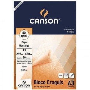 BLOCO CROQUIS MANTEIGA ARTISTICO 50FLS A3 CANSON