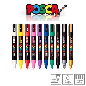 KIT CANETA MARCADOR UNI POSCA PC-5M 10 CORES MITSUBISHI