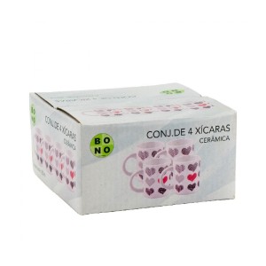 CONJUNTO DE 4 XÍCARAS CERÂMICA CORAÇÃO