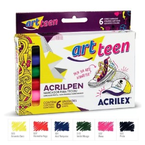 MARCADOR PARA TECIDO 6 CORES ACRILEX