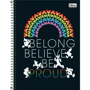 CADERNO ESPIRAL CD UNIV 1M MICKEY RAINBOW 80 FLS TILIBRA