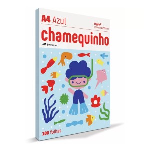 PAPEL SULFITE A4 100 FOLHAS AZUL CHAMEQUINHO