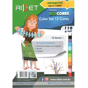 BLOCO ECOCORES CRIATIVO COLOR SET A4 110G 24F 12C RIDET