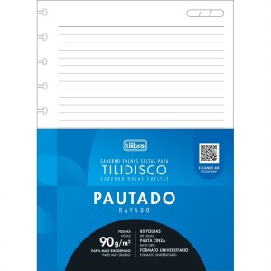 REFIL PARA TILIDISCO COLEGIAL PAUTADO 90G 80 FLS TILIBRA