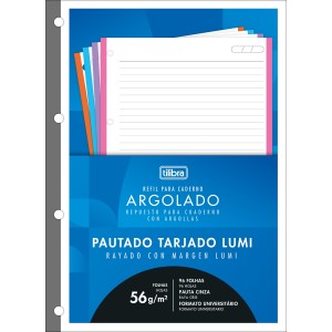 REFIL TARJADO LUMI P/ FICHARIO UNIV ACADÉMIE 96 FLS TILIBRA