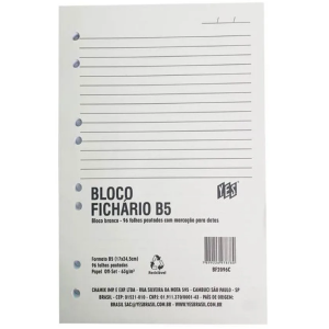 BLOCO FICHÁRIO B5 PAUTADO 63G 96FLS YES