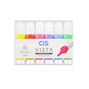 KIT CANETA MARCA TEXTO VISTA 6 CORES CIS