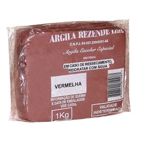 ARGILA ESCOLAR VERMELHO 1KG REZENDE