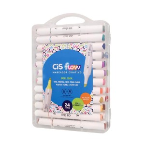 MARCADOR CRIATIVO FLOW ESTOJO 24 CORES CIS