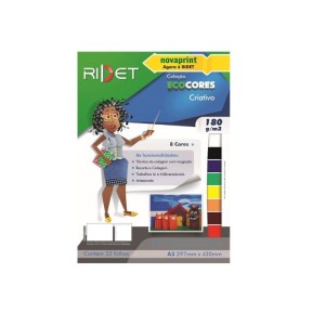 BLOCO ECOCORES CRIATIVO 180G 8 CORES A3 RIDET