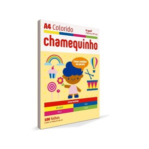 PAPEL SULFITE A4 COLORIDO 75G 4 CORES 100FLS  CHAMEQUINHO