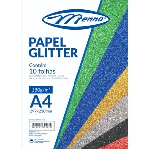 PAPEL GLITTER 180G 10 CORES MENNO