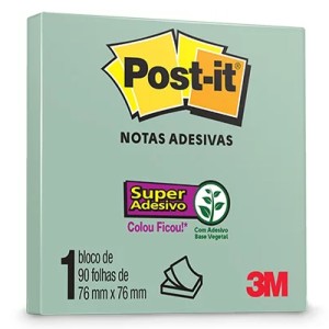 POST-IT NOTAS ADESIVAS MENTA 90FLS 76X76MM 3M